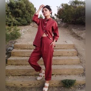 Mien Studio Pant in Red Currant